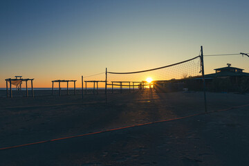 A magical atmosphere, an extremely beautiful sunset on the seashore.