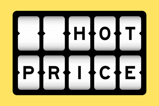 Black color in word hot price on slot banner with yellow color background