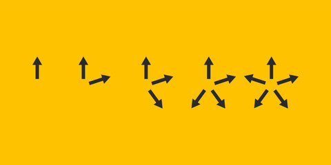 Arrows in different directions, evolution logo