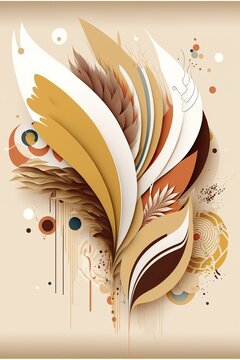 Boho-Stil abstrakt, beige, wei&szlig;er Hintergrund, Vektor-Illustration