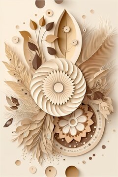 Boho-Stil abstrakt, beige, wei&szlig;er Hintergrund, Vektor-Illustration