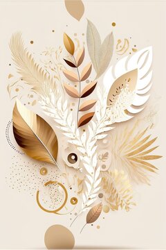 Boho-Stil abstrakt, beige, wei&szlig;er Hintergrund, Vektor-Illustration
