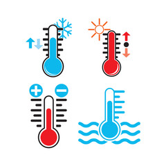 Thermometers icon with different zones. Vector image isolated on white background