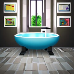 Fototapeta na wymiar bathroom with bathtub