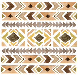  Watercolor brown and beige tribal geometric elements and patterns, Boho Wedding illustration