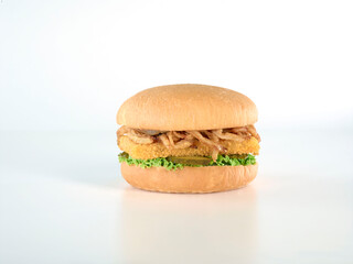 Burger with chicken or fish and lettuce