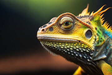 Fototapeta premium Generative AI illustration of close up of a chameleon