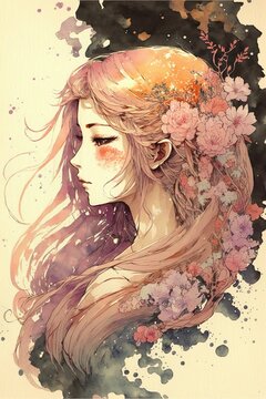 Geisha Anime Girl: A Beautiful Fusion of Tradition and Modernity AI generated Wallpaper Design