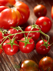 tomatoes on a wooden table