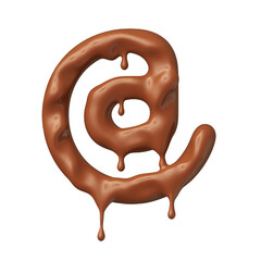 At-sign symbol in chocolate realistic 3d rendering
