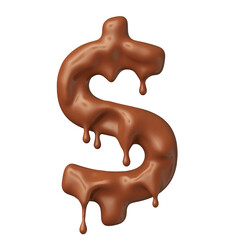Money symbol in chocolate realistic 3d rendering