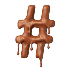 Hashtag symbol on chocolate realistic 3d render