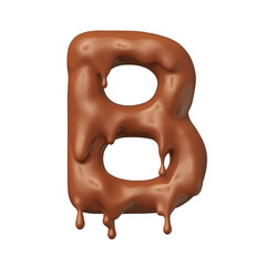Chocolate letter B in realistic 3d render