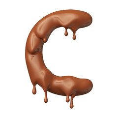 Chocolate letter C in realistic 3d render