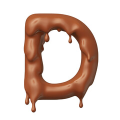 Chocolate letter D in realistic 3d render