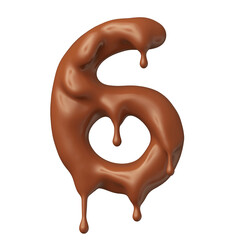 Chocolate number 6 in realistic 3d render