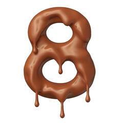 Chocolate number 8 in realistic 3d render