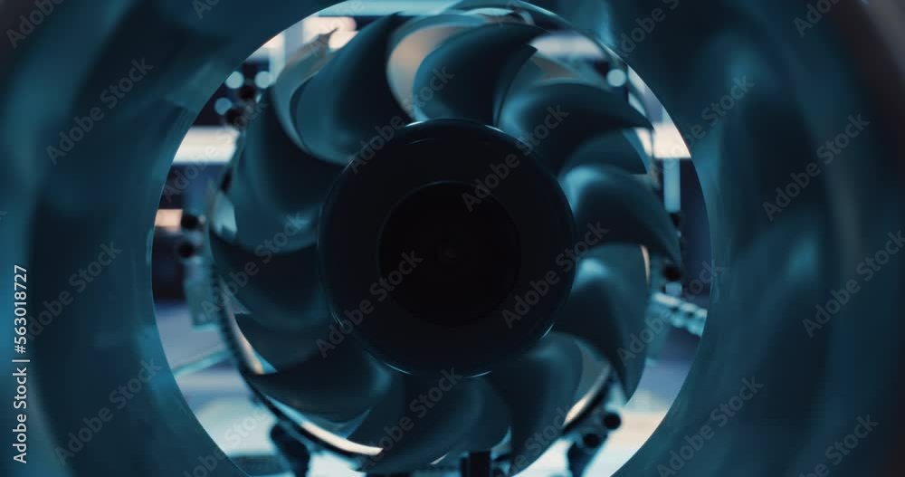 Aufkleber zoom in close up footage from inside of a combustion chamber of an advanced futuristic turbine engin