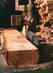 machine cutting wood  in a workshop