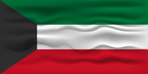 Obraz premium Waving flag of the country Kuwait. Vector illustration.