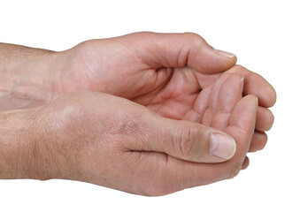 Male cupped hands cost of living crisis concept transparent png file