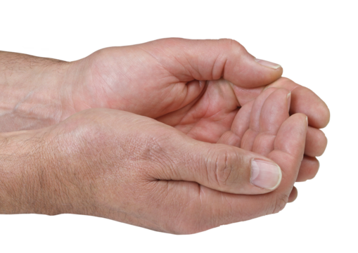 Male cupped hands cost of living crisis concept transparent png file - Powered by Adobe