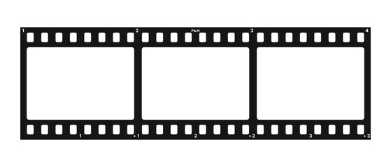 Filmstrip isolated on transparent background. Retro film strip frame
