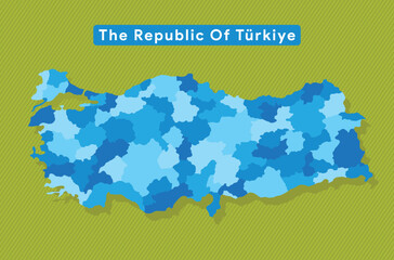 The detailed map of Turkey with regions the republic of T&uuml;rkiye