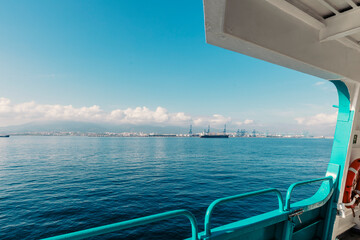 Fototapeta na wymiar View of the port of Algeciras from the ferry, strait of Gibraltar