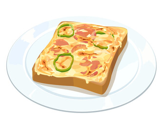ピザトーストのイラスト