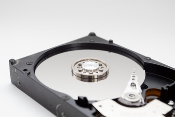 Hard disk drive open cover on white background