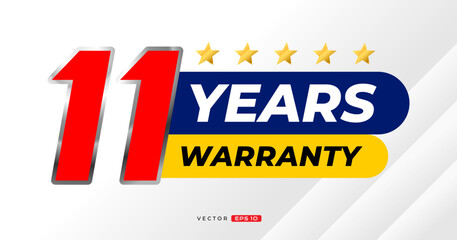 11 years warranty label. for icon, badge, logo, sticker, tag. vector label illustration 
