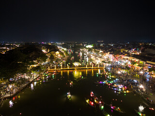 Hoi An old town in Vietnam after sunset