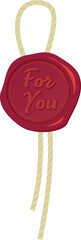 赤いシーリングスタンプ「For You」と麻紐のデコレーションパーツ