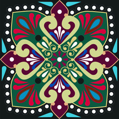 Delft dutch tile pattern seamless with ceramic ornament. Mexican talavera, portuguese azulejos, italian sicily or spanish majolica. Vintage texture for bathroom wall or kitchen floor.