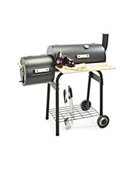 Barbecue and tools isolated on white