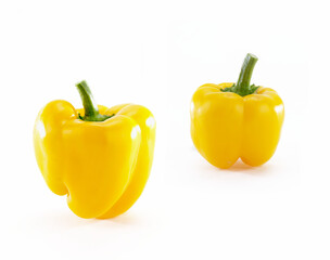 yellow bell peppers isolated on white