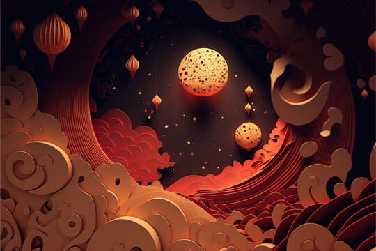 Chinese new year series - New years texture picture - lunar, asian culture background wallpaper created with Generative AI technology