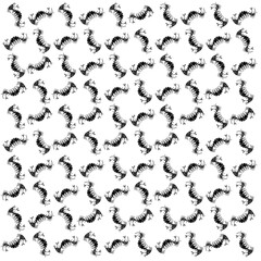 Weird monster reptile drawing motif pattern