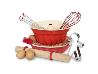 baking christmas cookies and baking utensils