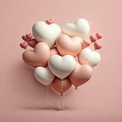 Heart shaped balloons. Heart balloon on pink background. Symbol of love. Valentines day background. Love background. Velentines day illustration. - obrazy, fototapety, plakaty