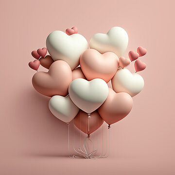 Heart shaped balloons. Heart balloon on pink background. Symbol of love. Valentines day background. Love background. Velentines day illustration.