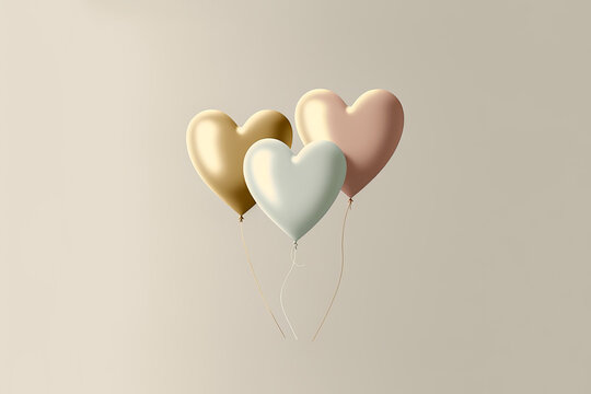Heart shaped balloons. Heart balloon on white background. Symbol of love. Valentines day background. Love background. Velentines day illustration.