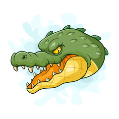 Obraz premium Cartoon crocodile head mascot on white background