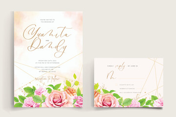 wedding floral and leaves design card
