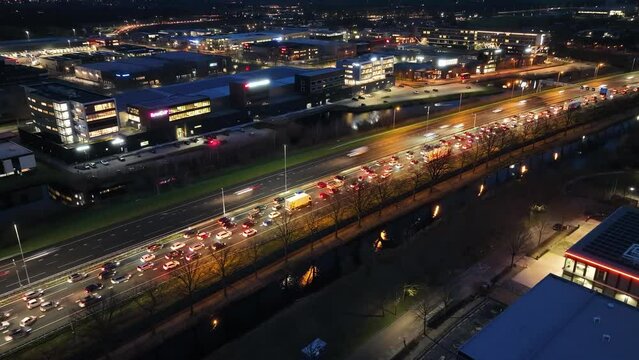 Highway Traffic Jam Hyperlapse Drone