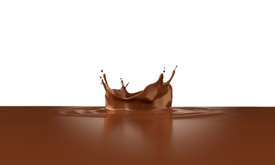 Chocolate milk splash in 3d render realistic