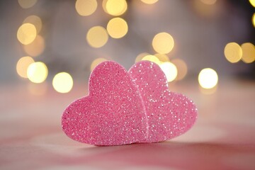 Fototapeta premium Valentine'sday background heart design with copy space, selective focus