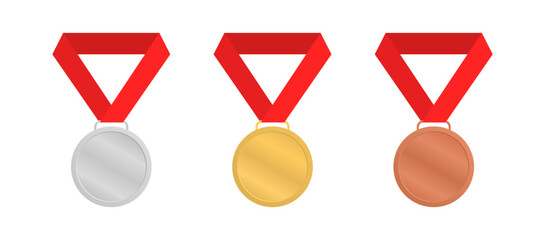 Medals gold, silver and bronze medal. Vector illustration.
