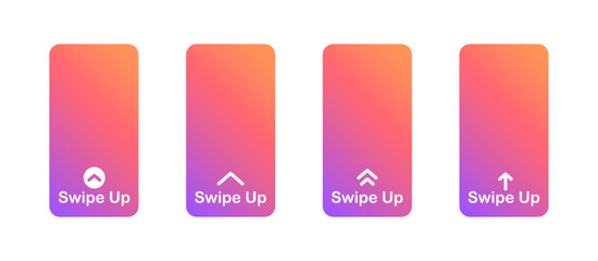 Swipe up icon set. Arrow up buttons for social media stories. Scroll or swipe up for advertising and marketing in social media. Vector illustration.